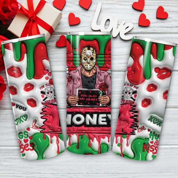 Valentine’s Jason Voorhees Tumbler – 20 oz Skinny Horror Cup - Picture 4 of 4